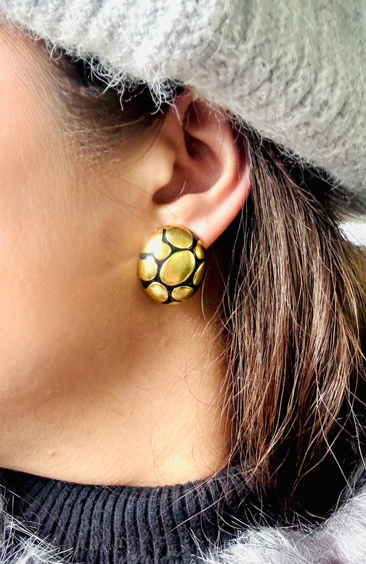 Gold & black enamel studs