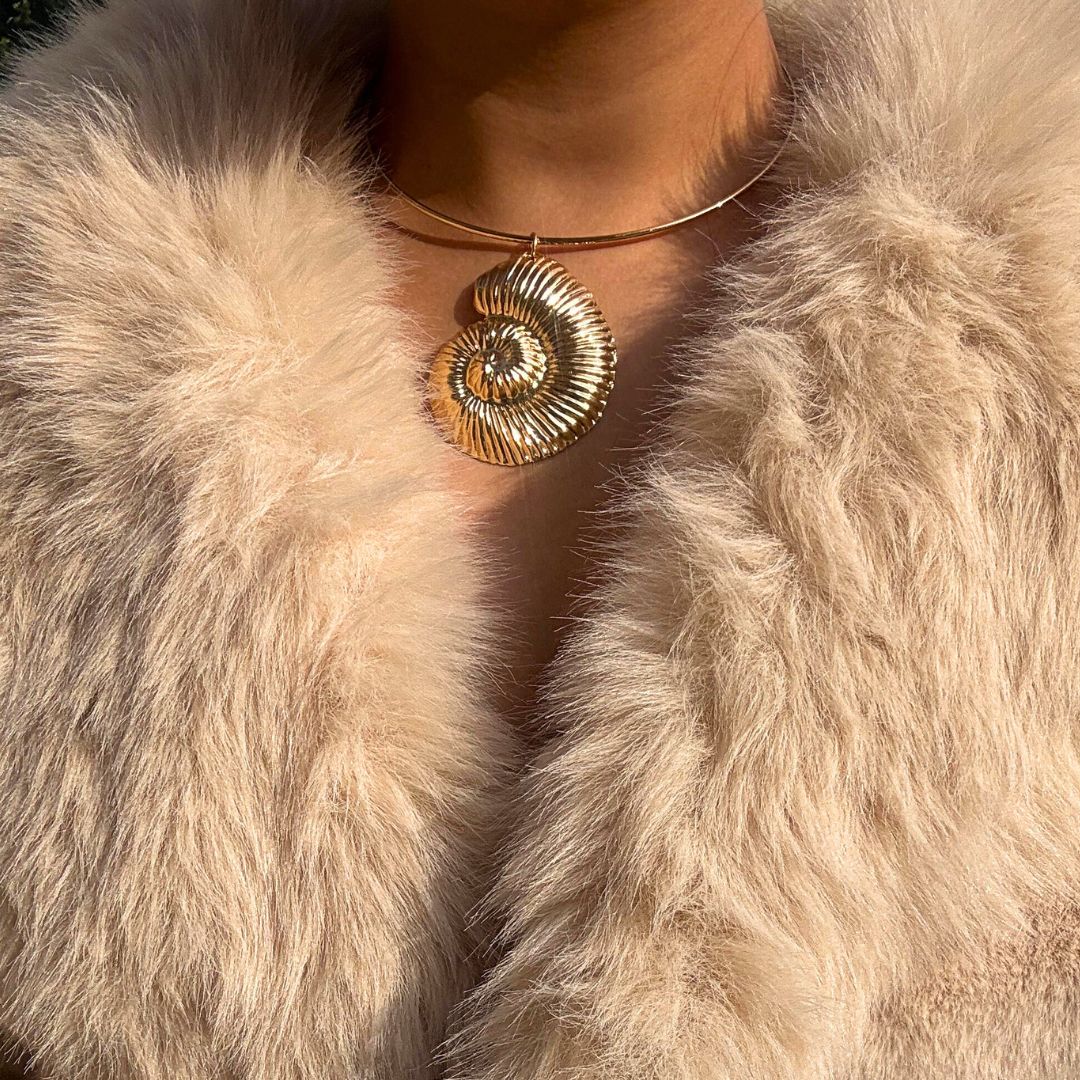 Golden Spiral Ammonite Necklace